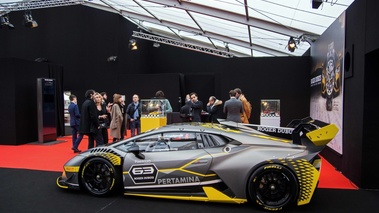 Festival Automobile International de Paris 2018 - Lamborghini Huracan Super Trofeo Evo anthracite mate profil