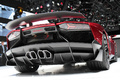 Salon de Genève 2012 - Lamborghini Aventador J rouge 3/4 arrière droit penché