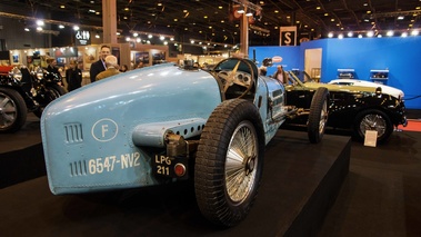 Rétromobile 2017 - Bugatti Type 59 Grand Prix bleu 3/4 arrière droit