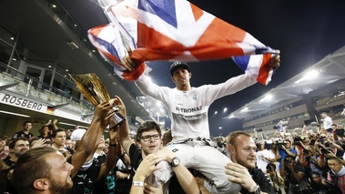F1 GP Abu Dhabi 2014 Mercedes Hamilton victoire drapeau